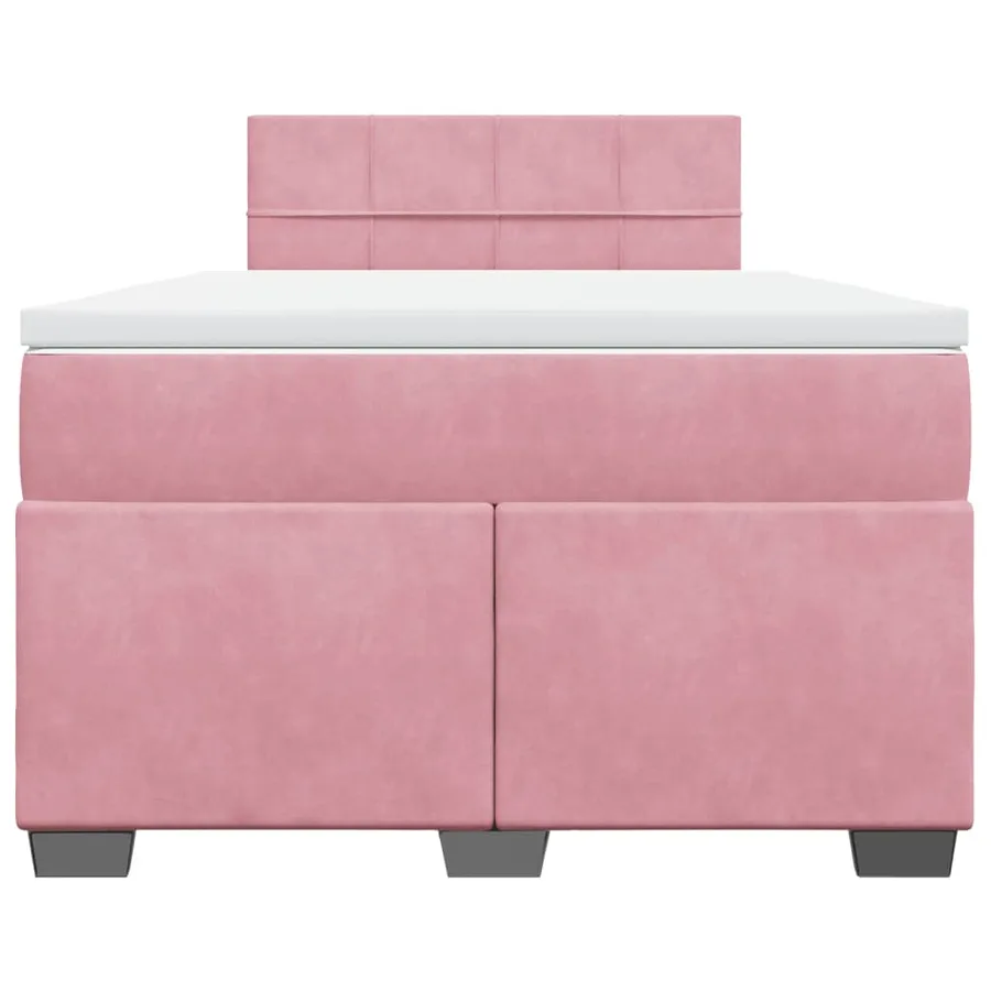 Sommier à lattes de lit avec matelas rose 120x190 cm velours - 4
