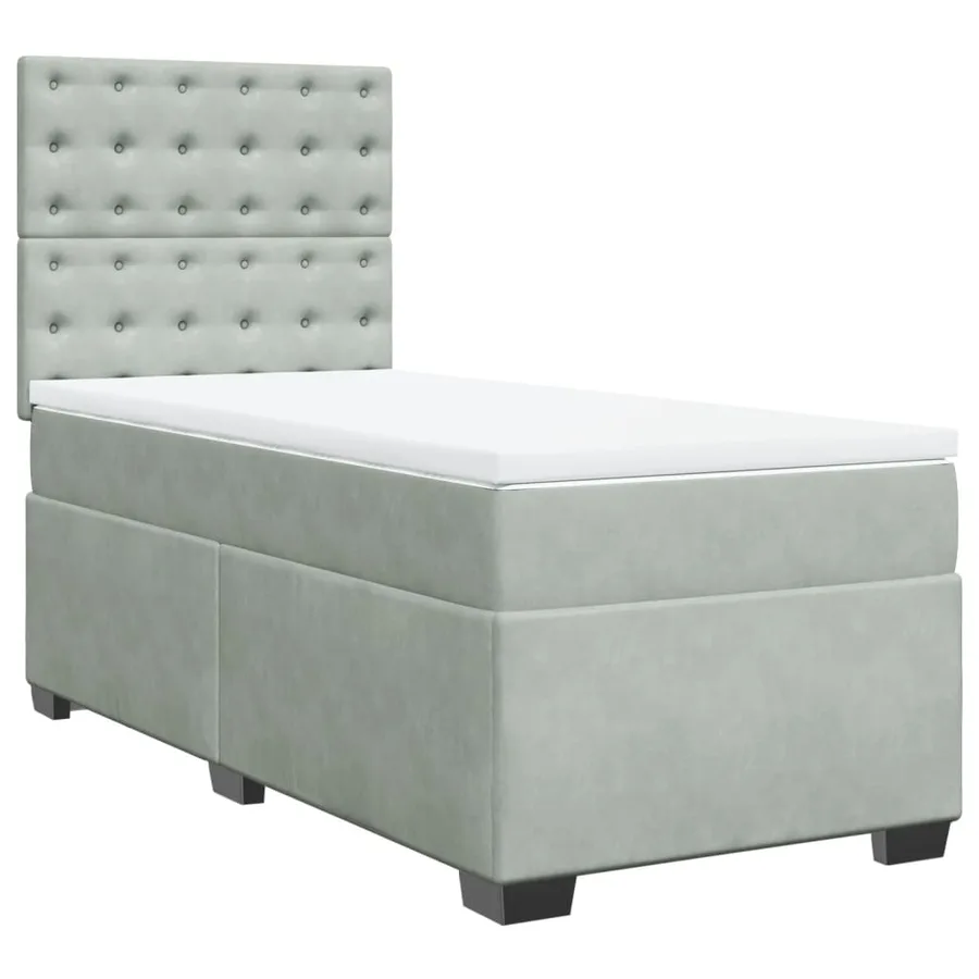 Sommier à lattes de lit et matelas Gris clair 90x190 cm Velours - 2