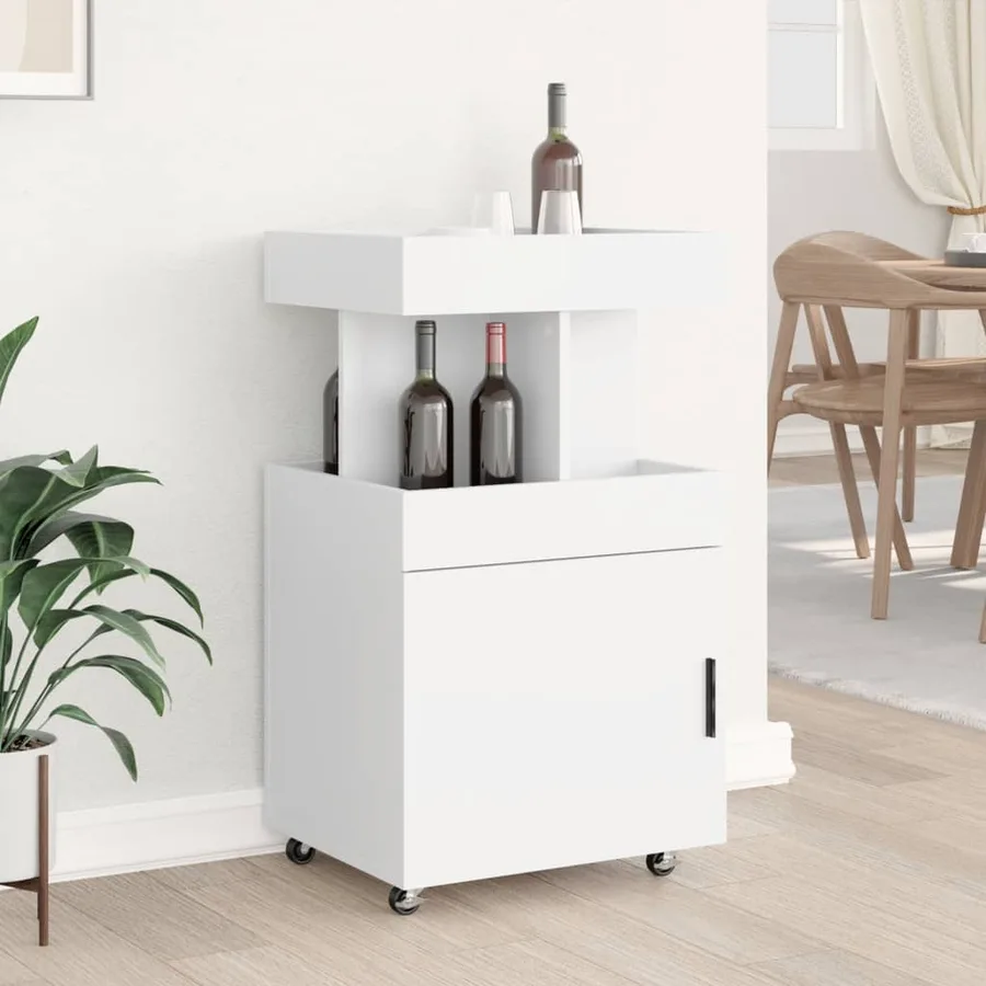 Chariot de bar blanc 50x41x89 cm bois d'ingénierie - 3