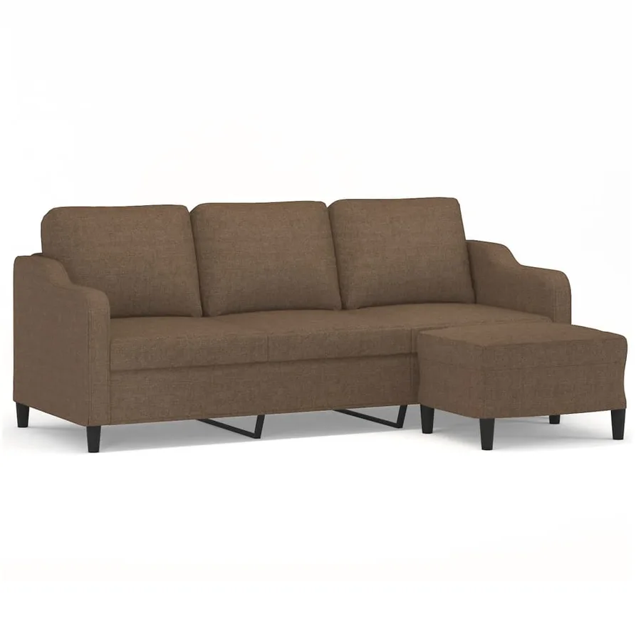 Canapé à 3 places avec repose-pieds Marron 180 cm Tissu - 2