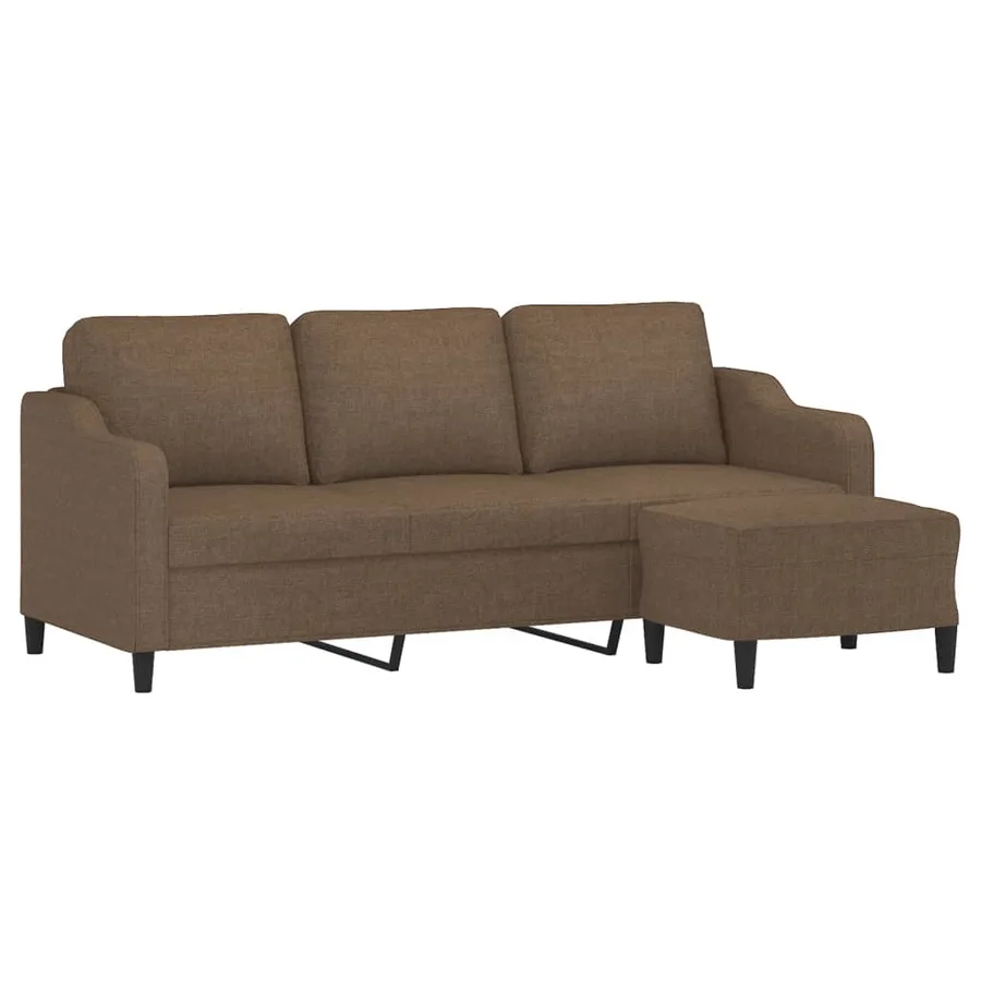Canapé à 3 places avec repose-pieds Marron 180 cm Tissu - 3