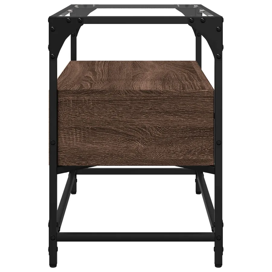 Meuble TV avec dessus en verre chêne marron bois d'ingénierie - 5