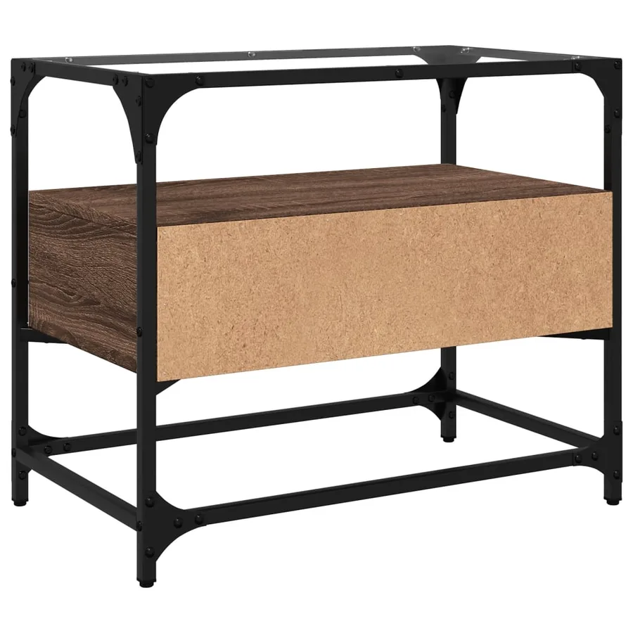 Meuble TV avec dessus en verre chêne marron bois d'ingénierie - 6
