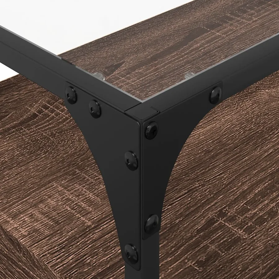 Meuble TV avec dessus en verre chêne marron bois d'ingénierie - 8
