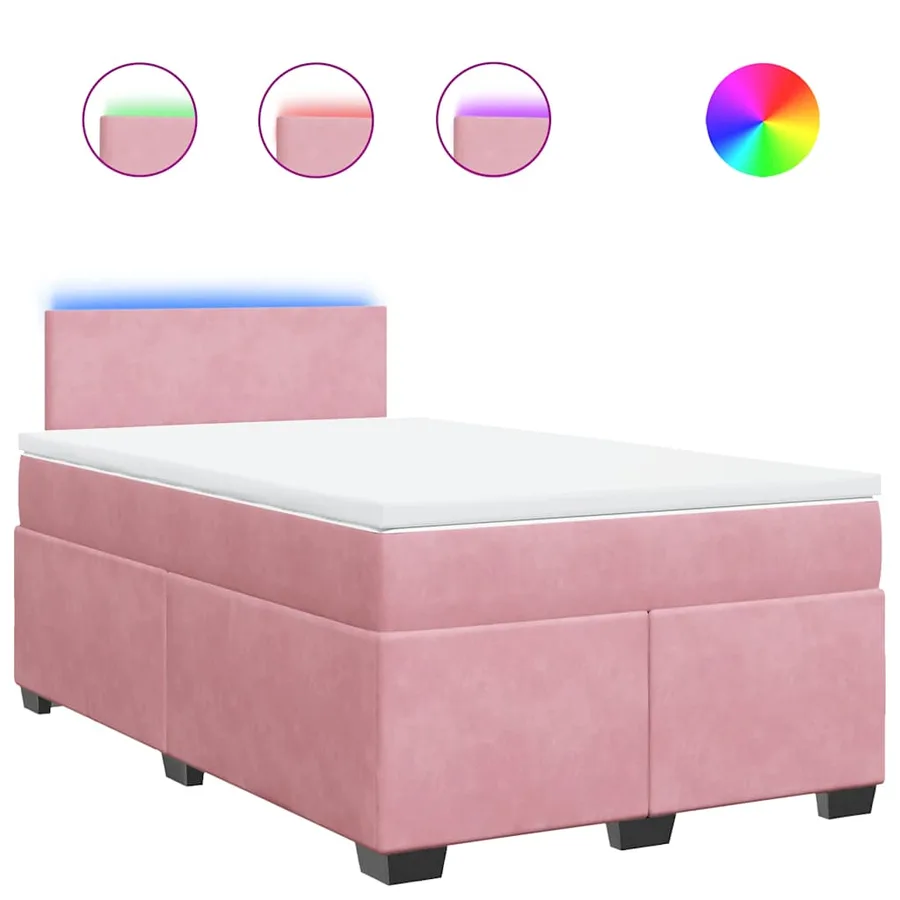 Sommier à lattes de lit avec matelas rose 120x190 cm velours - 2