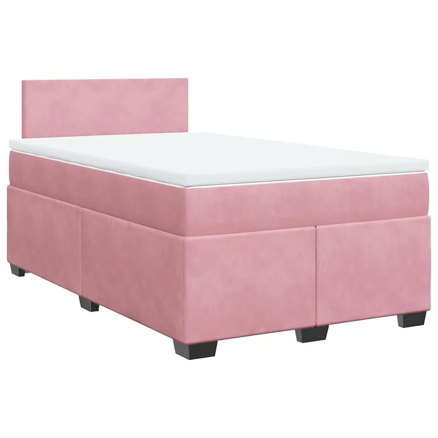 Sommier à lattes de lit avec matelas rose 120x190 cm velours - 3