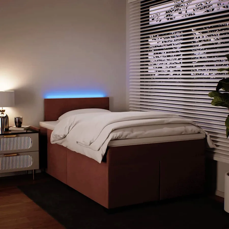 Sommier à lattes de lit avec matelas rose 120x190 cm velours - 5