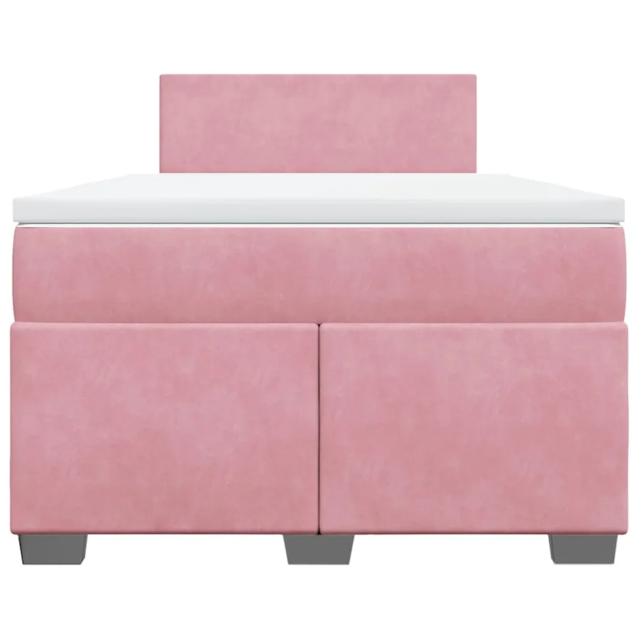 Sommier à lattes de lit avec matelas rose 120x190 cm velours - 6