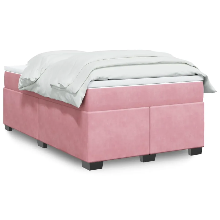 Sommier à lattes de lit avec matelas rose 120x190 cm velours