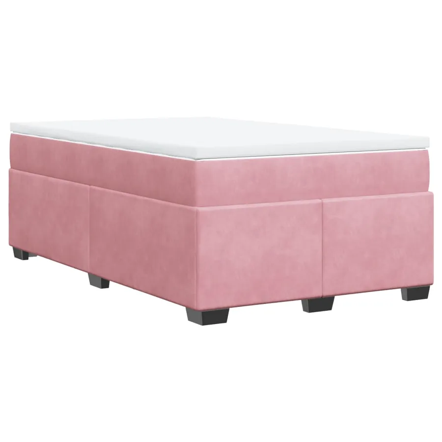 Sommier à lattes de lit avec matelas rose 120x190 cm velours - 2