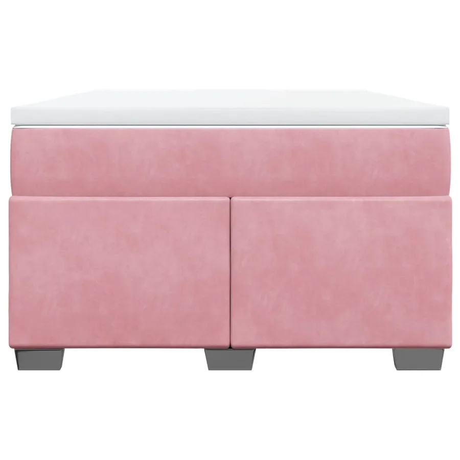 Sommier à lattes de lit avec matelas rose 120x190 cm velours - 4