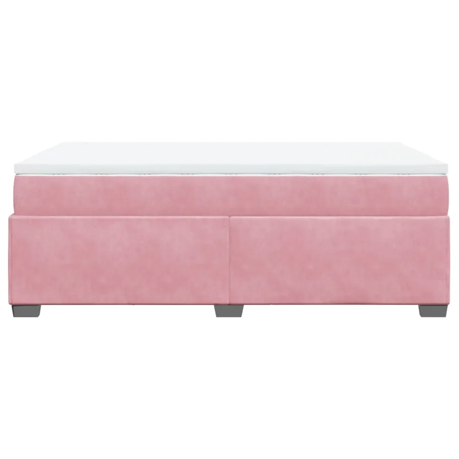 Sommier à lattes de lit avec matelas rose 120x190 cm velours - 8