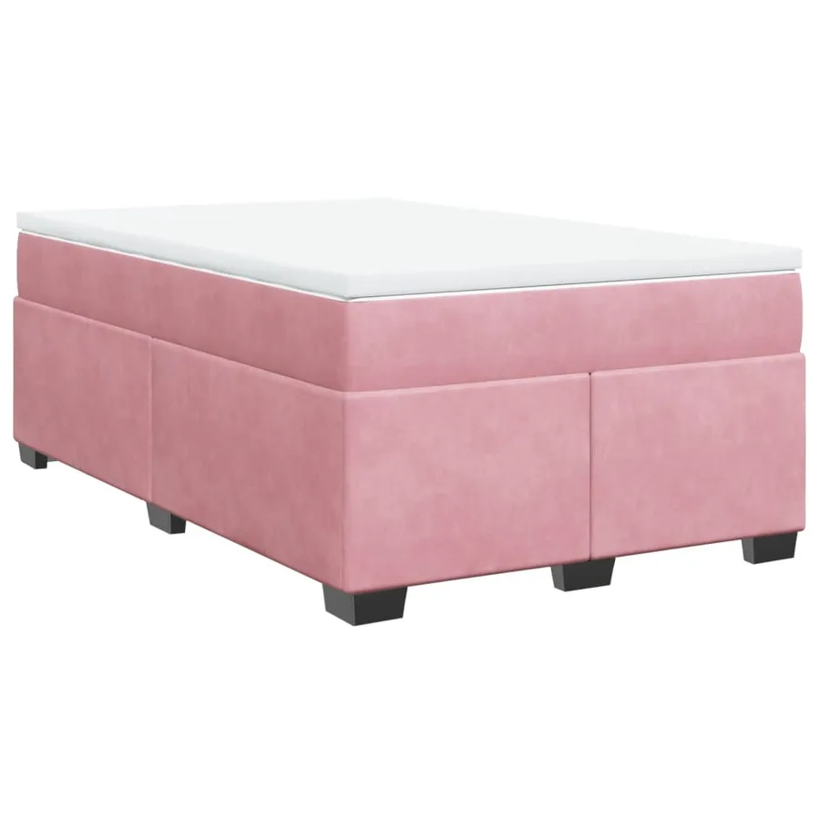 Sommier à lattes de lit avec matelas rose 120x190 cm velours - 9