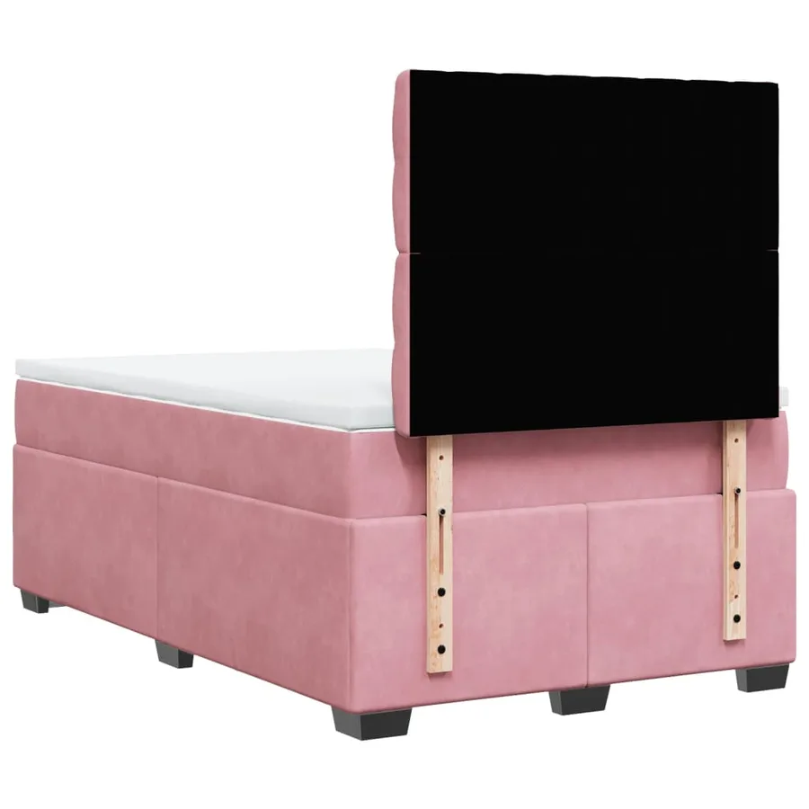 Sommier à lattes de lit avec matelas rose 120x190 cm velours - 10