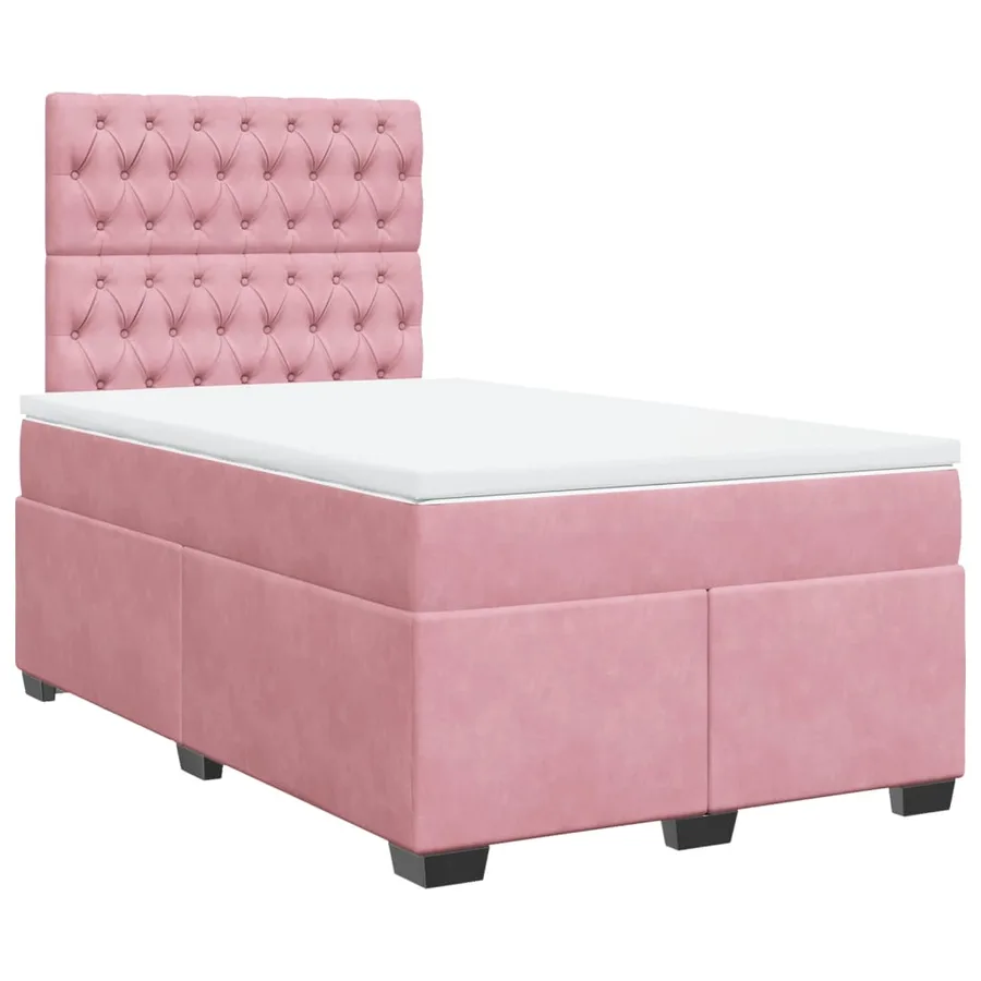 Sommier à lattes de lit avec matelas rose 120x190 cm velours - 2