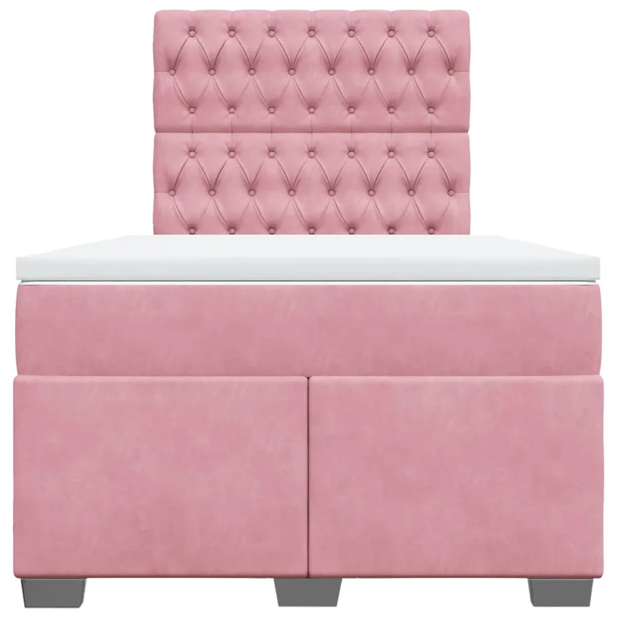 Sommier à lattes de lit avec matelas rose 120x190 cm velours - 4