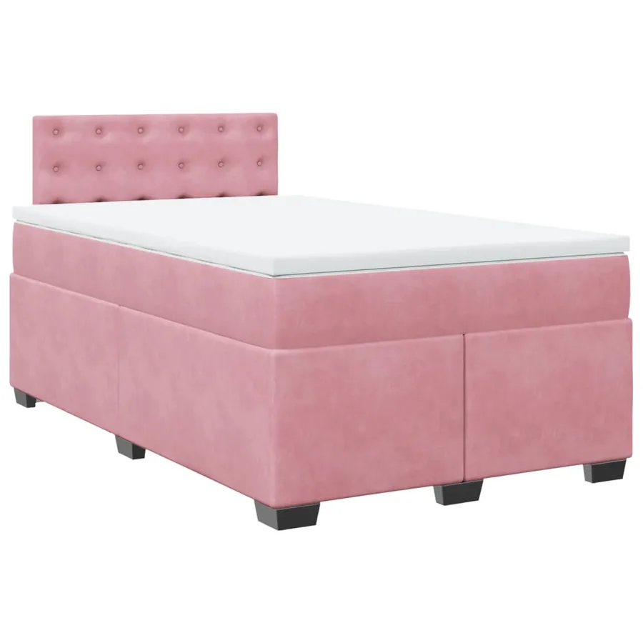 Sommier à lattes de lit avec matelas rose 120x190 cm velours - 2