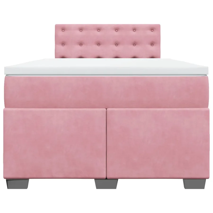 Sommier à lattes de lit avec matelas rose 120x190 cm velours - 4