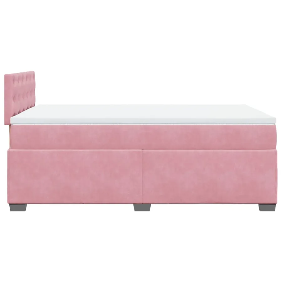 Sommier à lattes de lit avec matelas rose 120x190 cm velours - 9