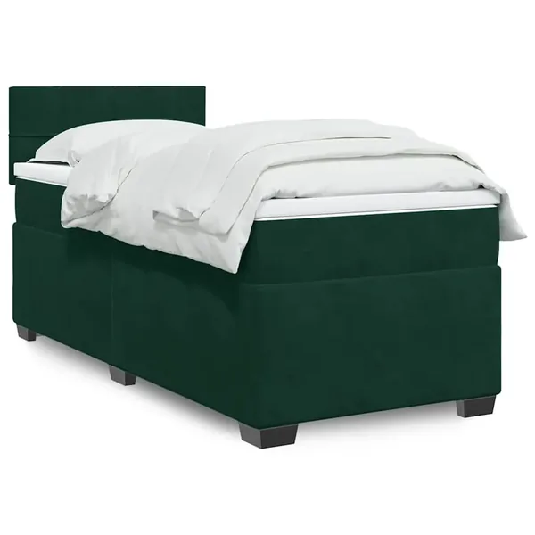 Sommier à lattes de lit avec matelas Vert foncé 90x190 cm