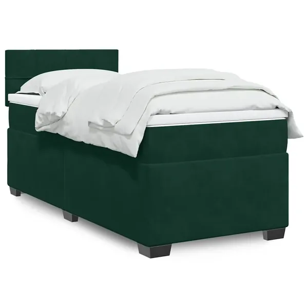 Sommier à lattes de lit et matelas Vert foncé 80x200 cm Velours