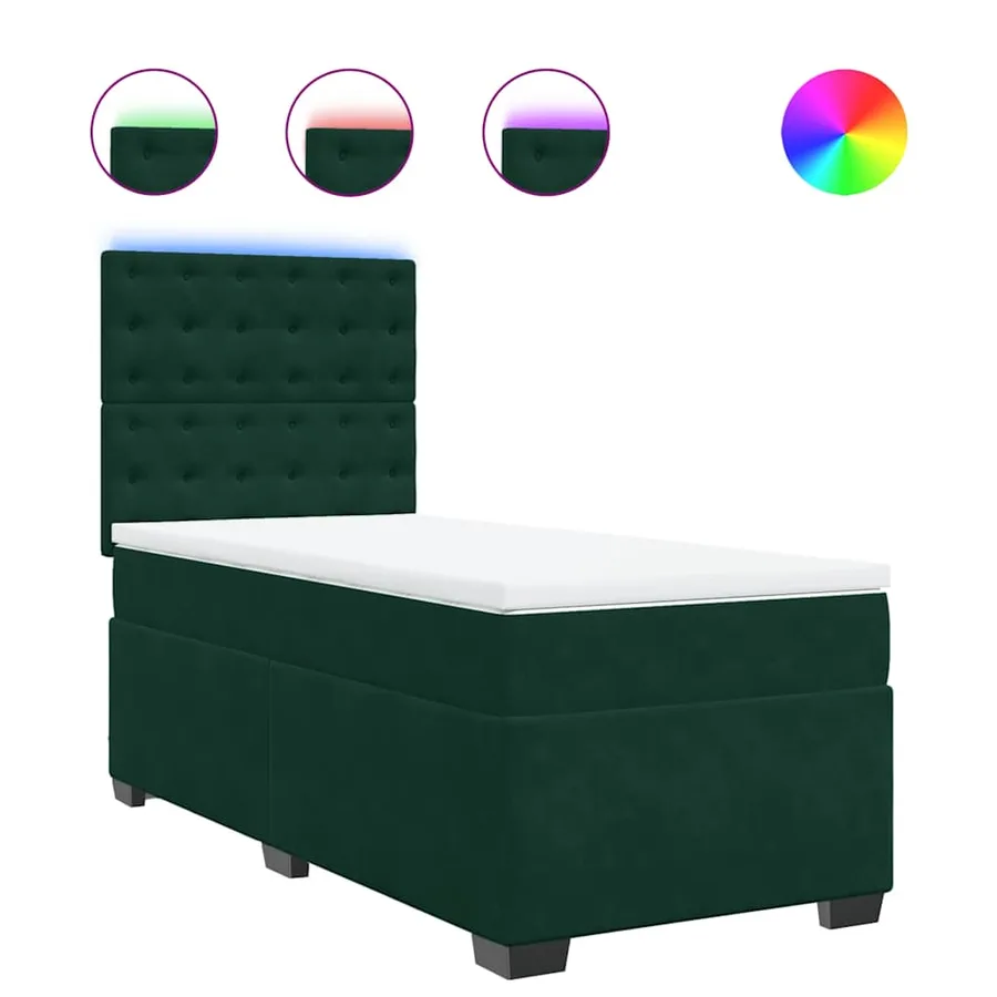 Sommier à lattes de lit et matelas Vert foncé 80x200 cm Velours - 2