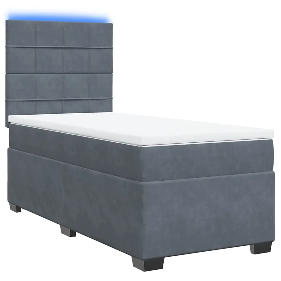 Sommier à lattes de lit et matelas Gris foncé 80x200 cm Velours - 3