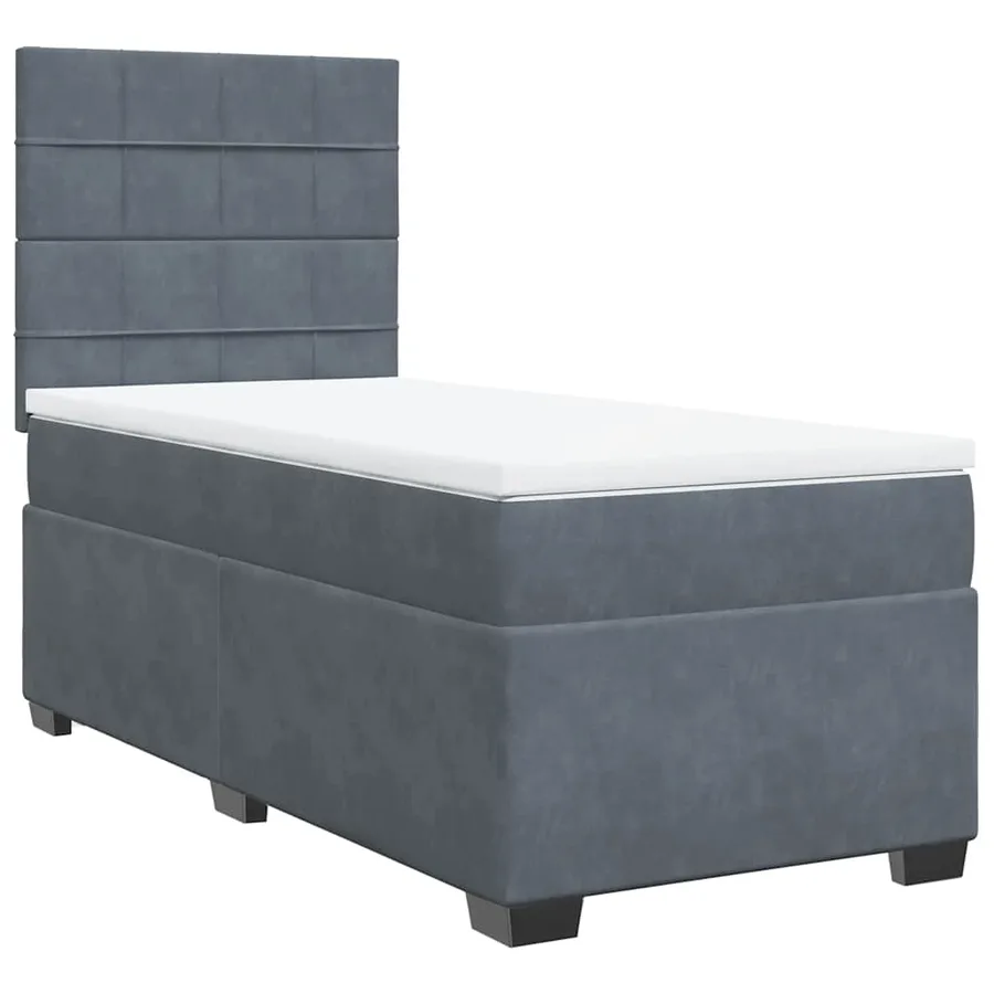 Sommier à lattes de lit et matelas Gris foncé 80x200 cm Velours - 6