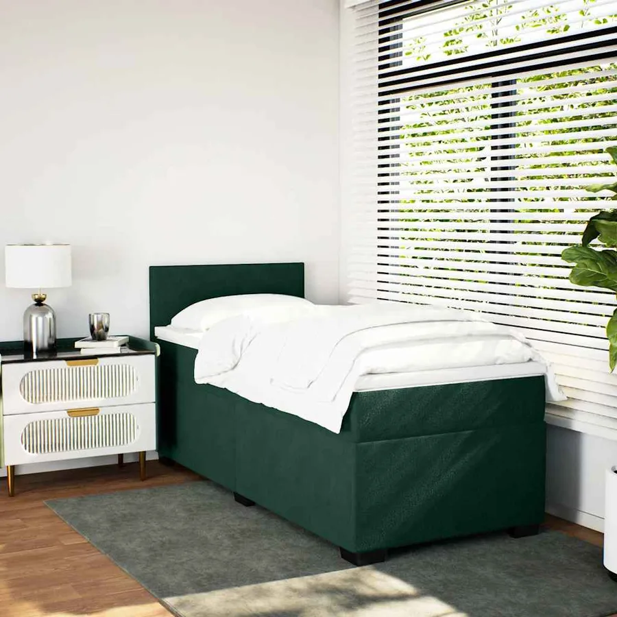 Sommier à lattes de lit et matelas Vert foncé 80x200 cm Velours - 5