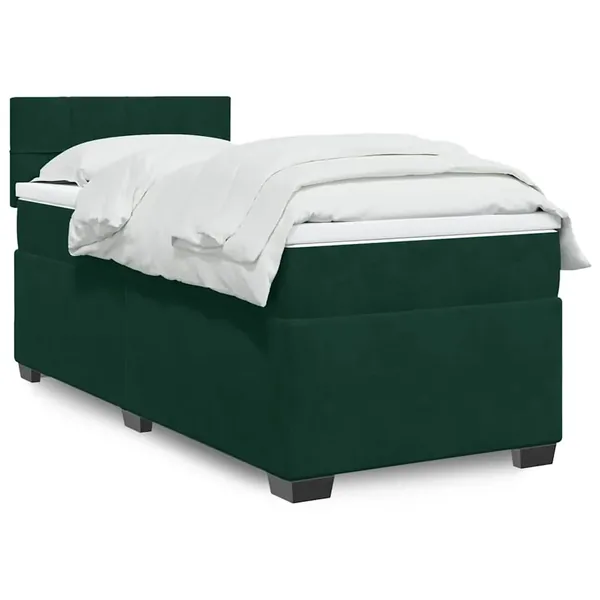Sommier à lattes de lit et matelas Vert foncé 80x200 cm Velours