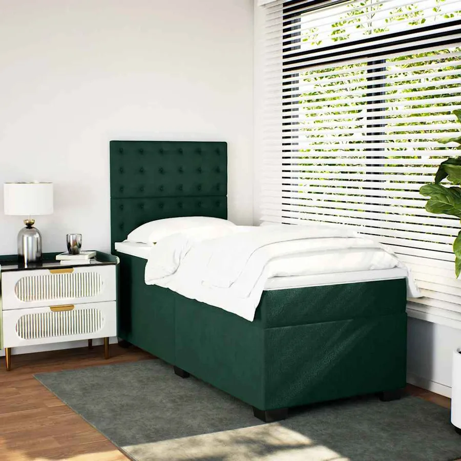 Sommier à lattes de lit avec matelas Vert foncé 90x190 cm - 3