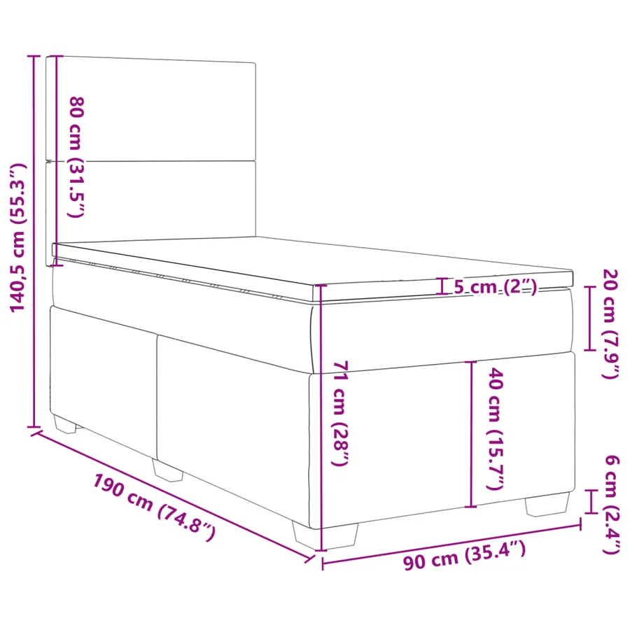 Sommier à lattes de lit avec matelas Rose 90x190 cm Velours - 13