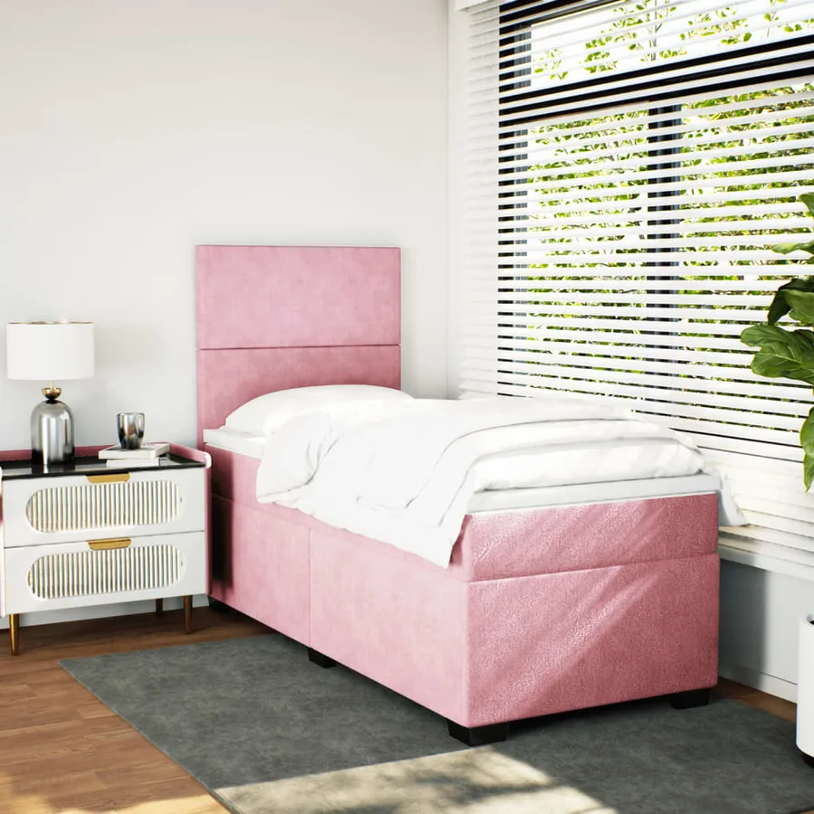 Sommier à lattes de lit avec matelas Rose 90x190 cm Velours - 3