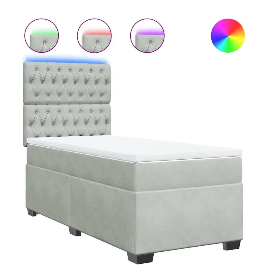 Sommier à lattes de lit et matelas Gris clair 80x200 cm Velours - 2