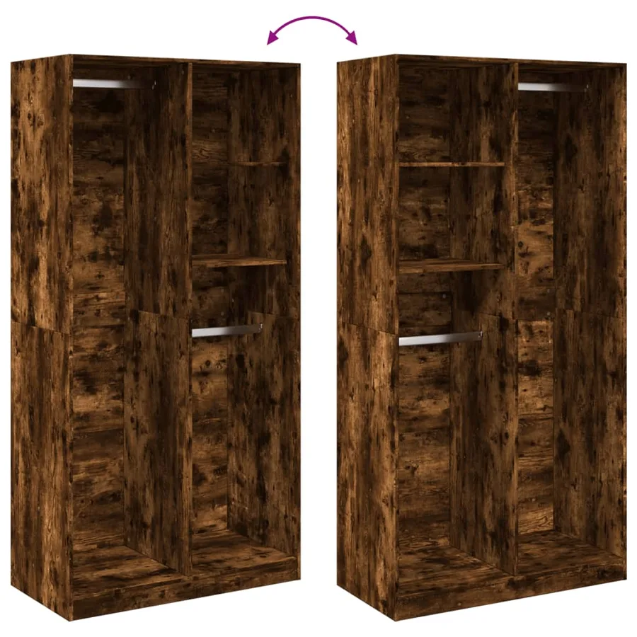 Garde-robe chêne fumé 100x50x200 cm bois d'ingénierie - 7