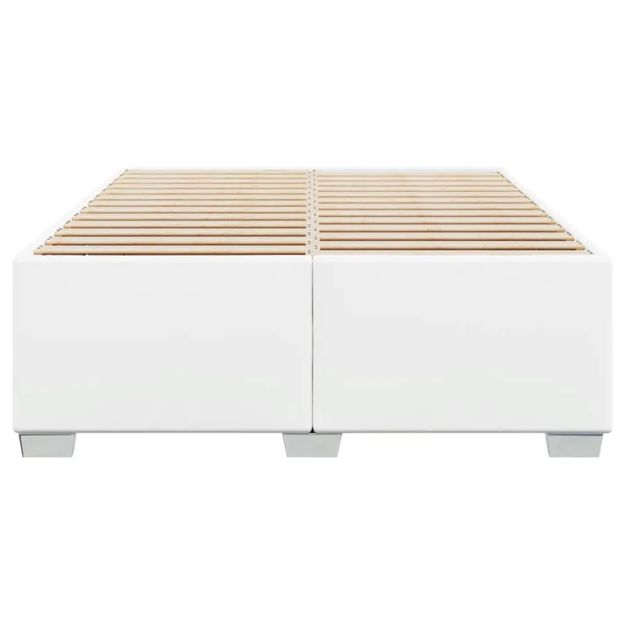 Cadre de lit sans matelas blanc 140x190 cm similicuir - 4