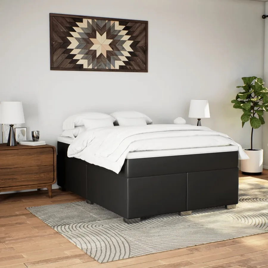 Sommier à lattes de lit avec matelas Noir 160x200 cm - 3