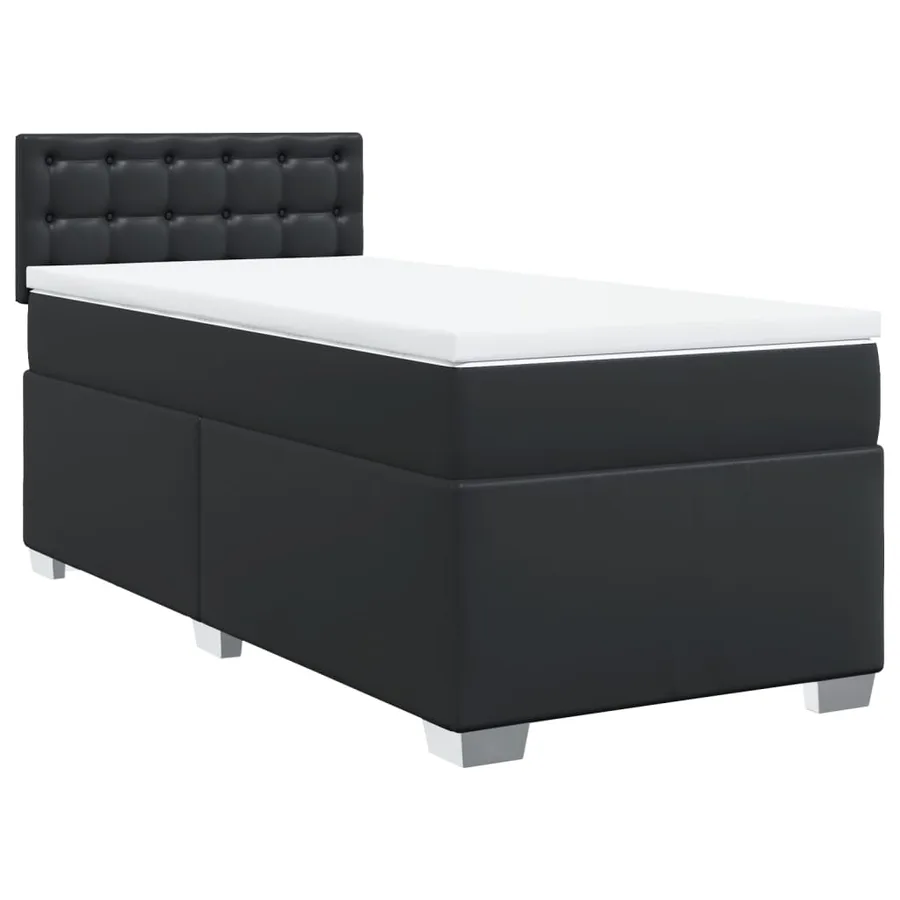 Sommier à lattes de lit avec matelas Noir 90x200 cm Similicuir - 2
