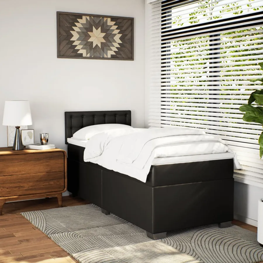 Sommier à lattes de lit avec matelas Noir 90x200 cm Similicuir - 3
