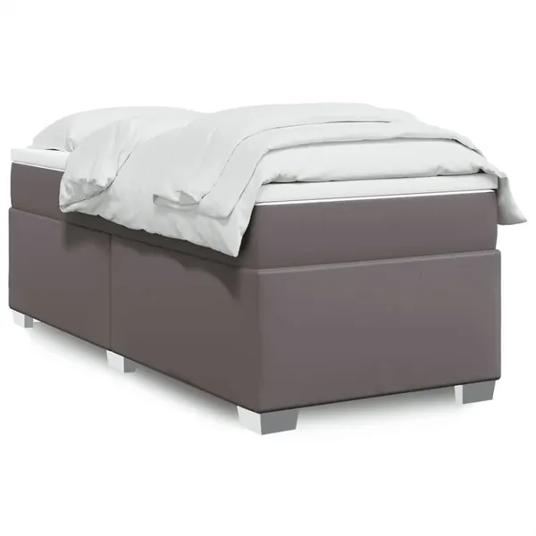 Sommier à lattes de lit avec matelas Gris 90x190 cm Similicuir