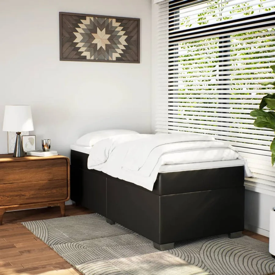 Sommier à lattes de lit avec matelas Noir 80x200cm Similicuir - 3