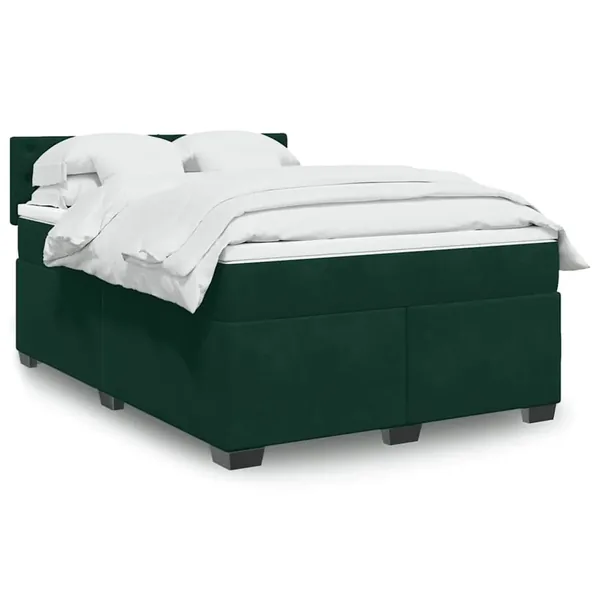 Sommier à lattes de lit et matelas Vert foncé 140x200cm Velours