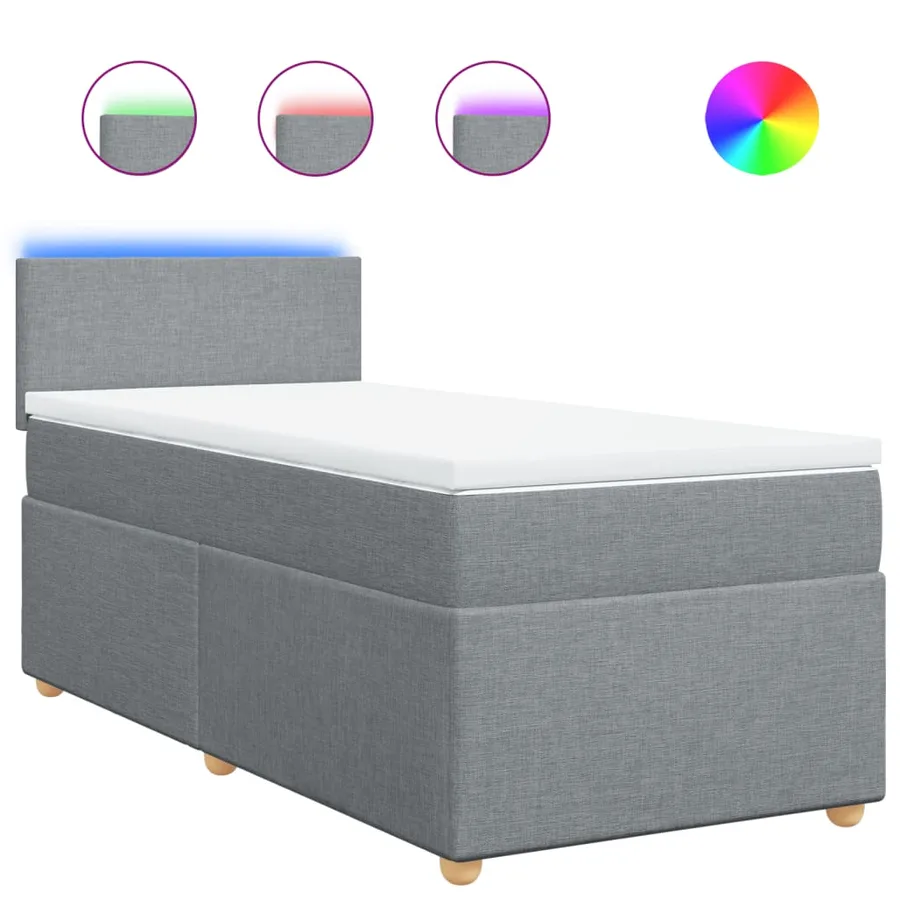 Sommier à lattes de lit avec matelas Gris clair 100x200cm Tissu - 2