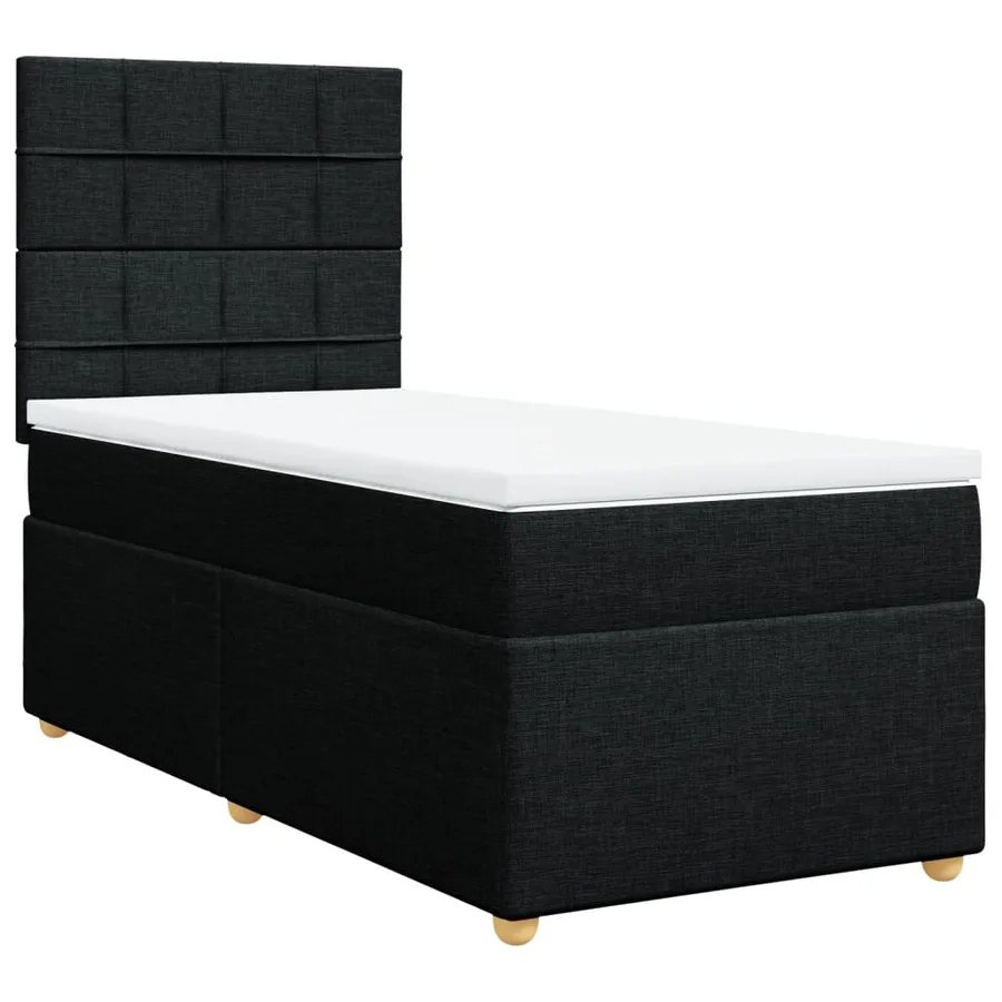 Sommier à lattes de lit avec matelas Noir 90x190 cm Tissu - 2