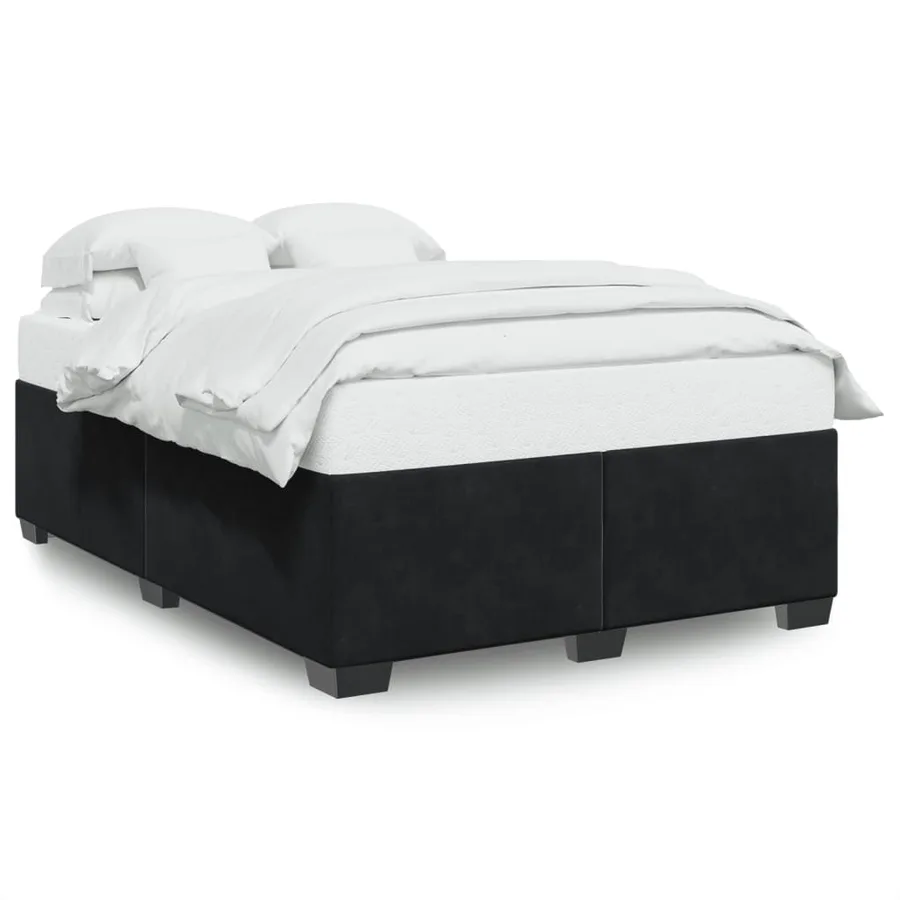 Cadre de lit sans matelas noir 140x200 cm velours - 2