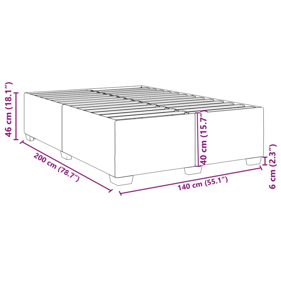 Cadre de lit sans matelas noir 140x200 cm velours - 9