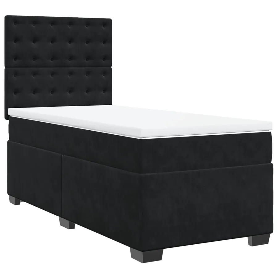 Sommier à lattes de lit avec matelas Noir 90x200 cm Velours - 5