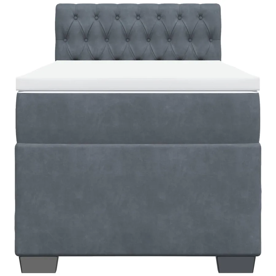 Sommier à lattes de lit et matelas Gris foncé 90x200 cm Velours - 6