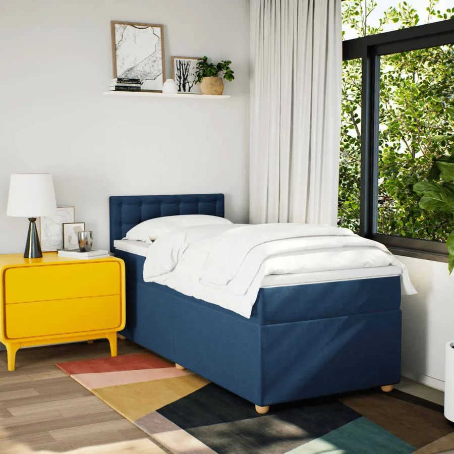Sommier à lattes de lit avec matelas Bleu 80x200 cm Tissu - 4