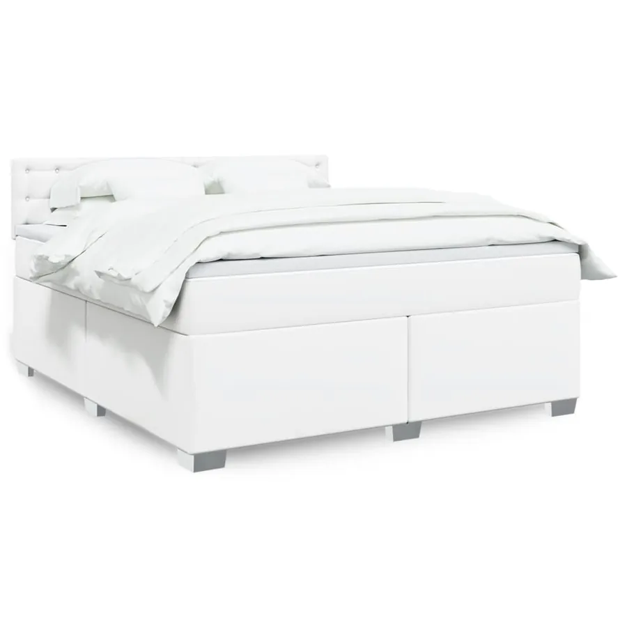 Sommier à lattes de lit avec matelas Blanc 180x200cm Similicuir
